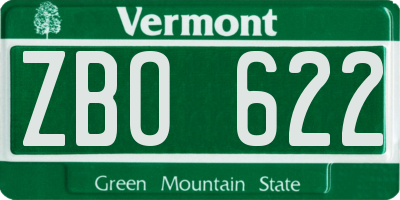 VT license plate ZBO622