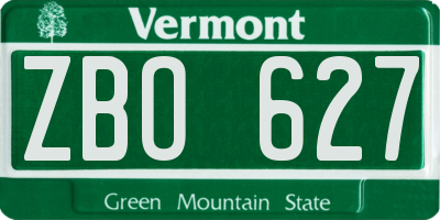VT license plate ZBO627