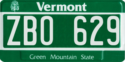 VT license plate ZBO629