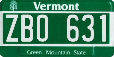 VT license plate ZBO631