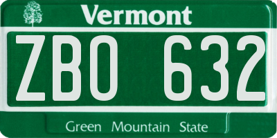 VT license plate ZBO632