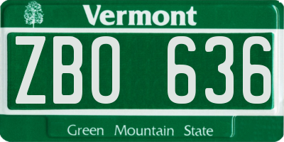 VT license plate ZBO636