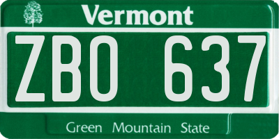 VT license plate ZBO637