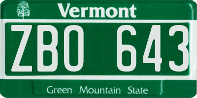 VT license plate ZBO643