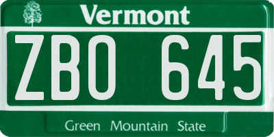 VT license plate ZBO645