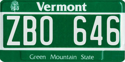 VT license plate ZBO646