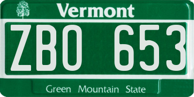 VT license plate ZBO653