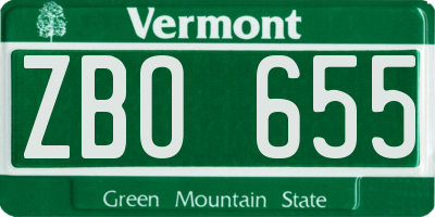 VT license plate ZBO655