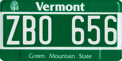 VT license plate ZBO656