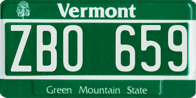 VT license plate ZBO659