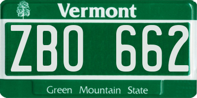 VT license plate ZBO662