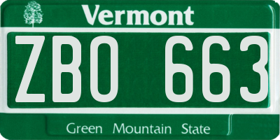 VT license plate ZBO663