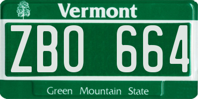 VT license plate ZBO664
