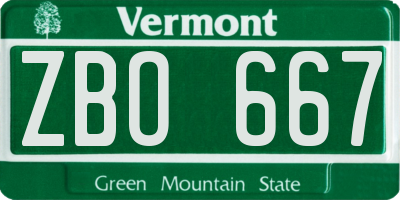 VT license plate ZBO667