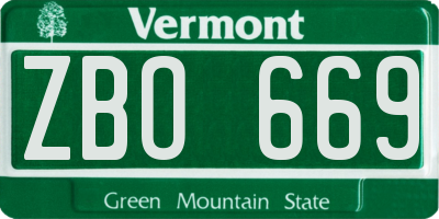 VT license plate ZBO669