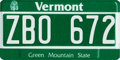 VT license plate ZBO672