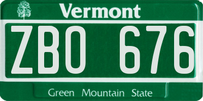 VT license plate ZBO676