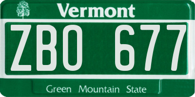 VT license plate ZBO677