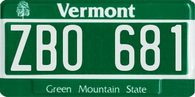 VT license plate ZBO681