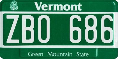 VT license plate ZBO686