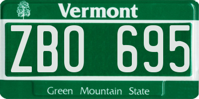 VT license plate ZBO695