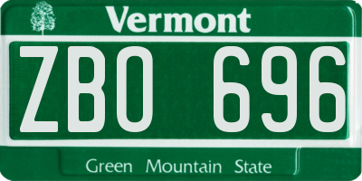VT license plate ZBO696