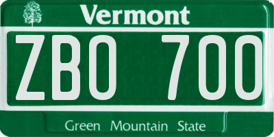 VT license plate ZBO700