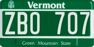 VT license plate ZBO707