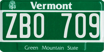VT license plate ZBO709