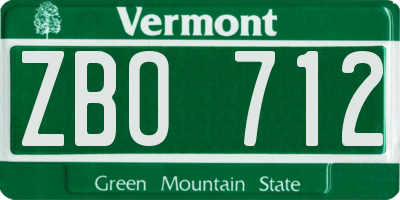 VT license plate ZBO712