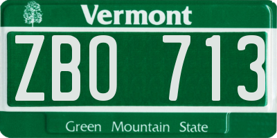 VT license plate ZBO713