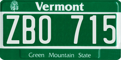 VT license plate ZBO715