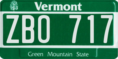 VT license plate ZBO717