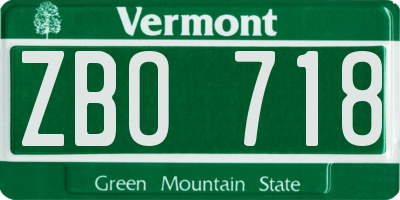 VT license plate ZBO718