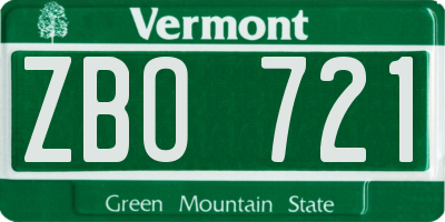 VT license plate ZBO721