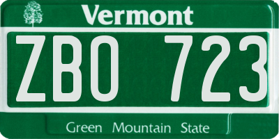 VT license plate ZBO723