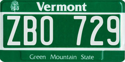 VT license plate ZBO729