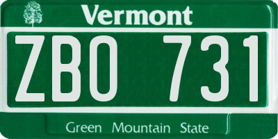 VT license plate ZBO731