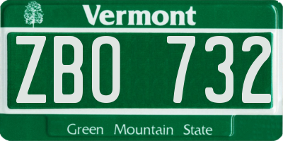 VT license plate ZBO732