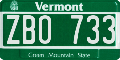 VT license plate ZBO733