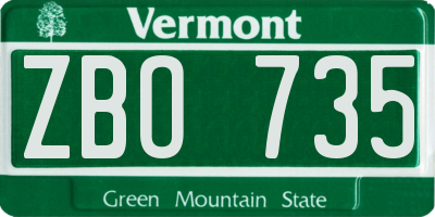VT license plate ZBO735