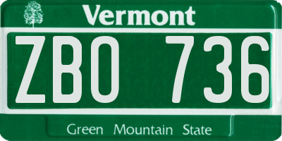 VT license plate ZBO736