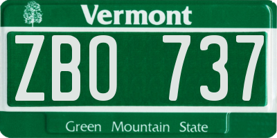 VT license plate ZBO737