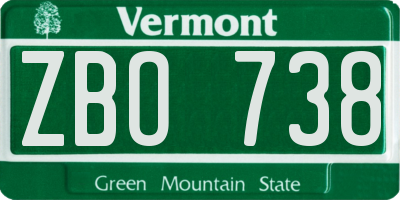 VT license plate ZBO738