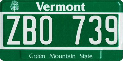 VT license plate ZBO739