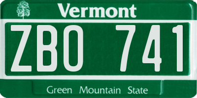 VT license plate ZBO741