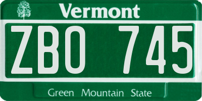 VT license plate ZBO745