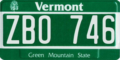 VT license plate ZBO746