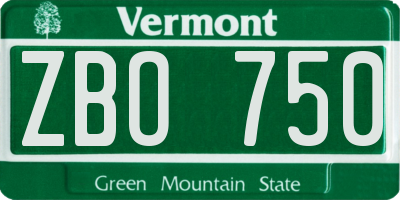 VT license plate ZBO750