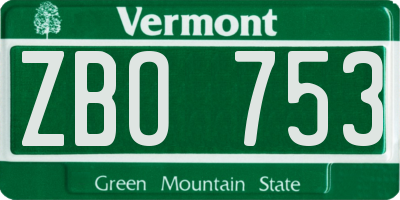 VT license plate ZBO753